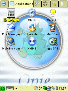 desktop on OZ 3.2 + opie with qpeGPS icon